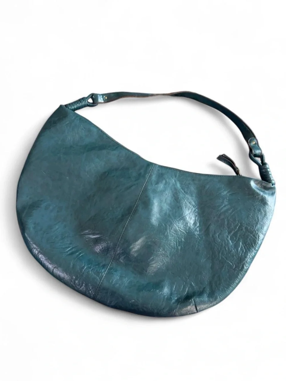 Vintage Y2K Canyon River Teal Faux Leather Hobo Shoulder Bag